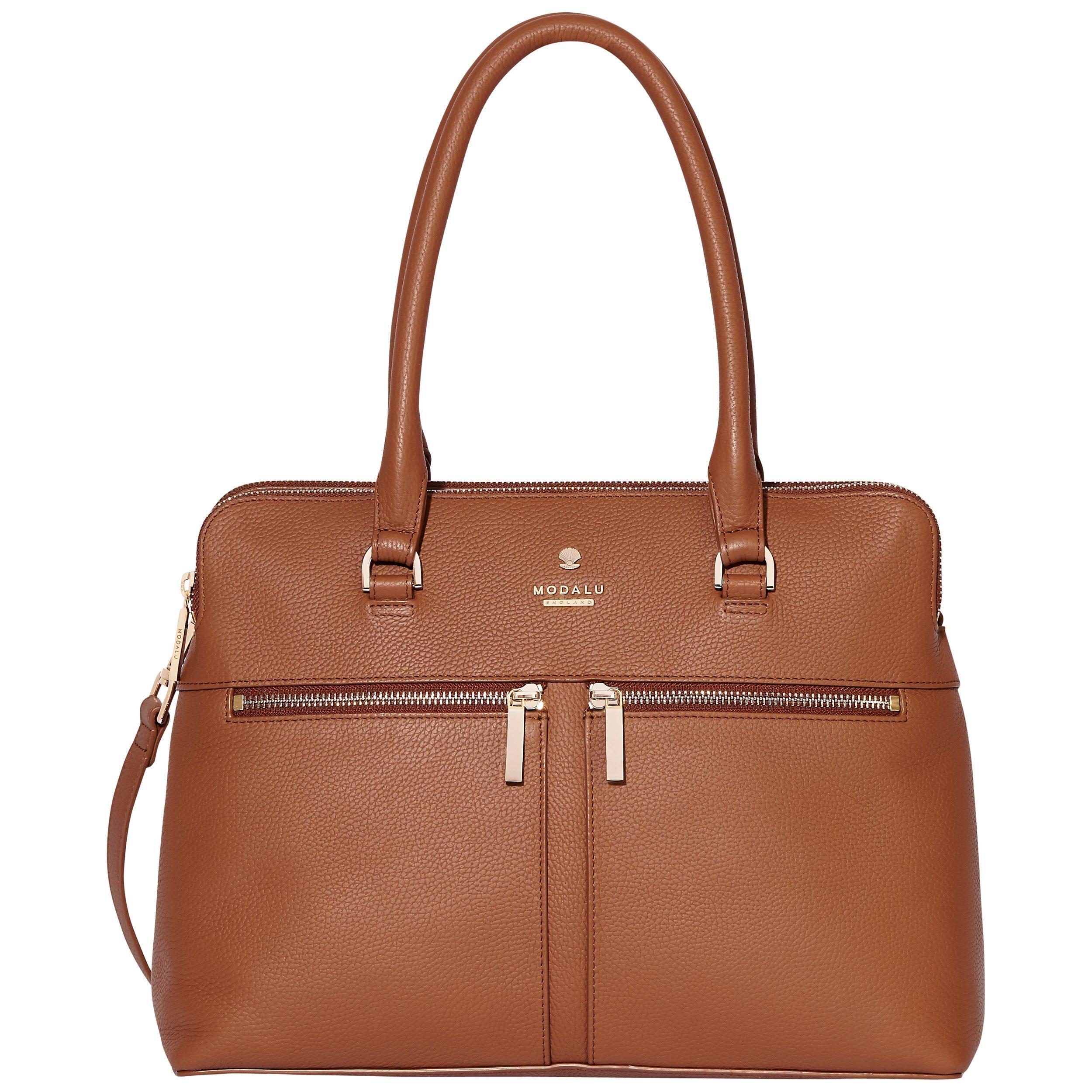 Modalu Pippa Classic Leather Grab Bag Tan