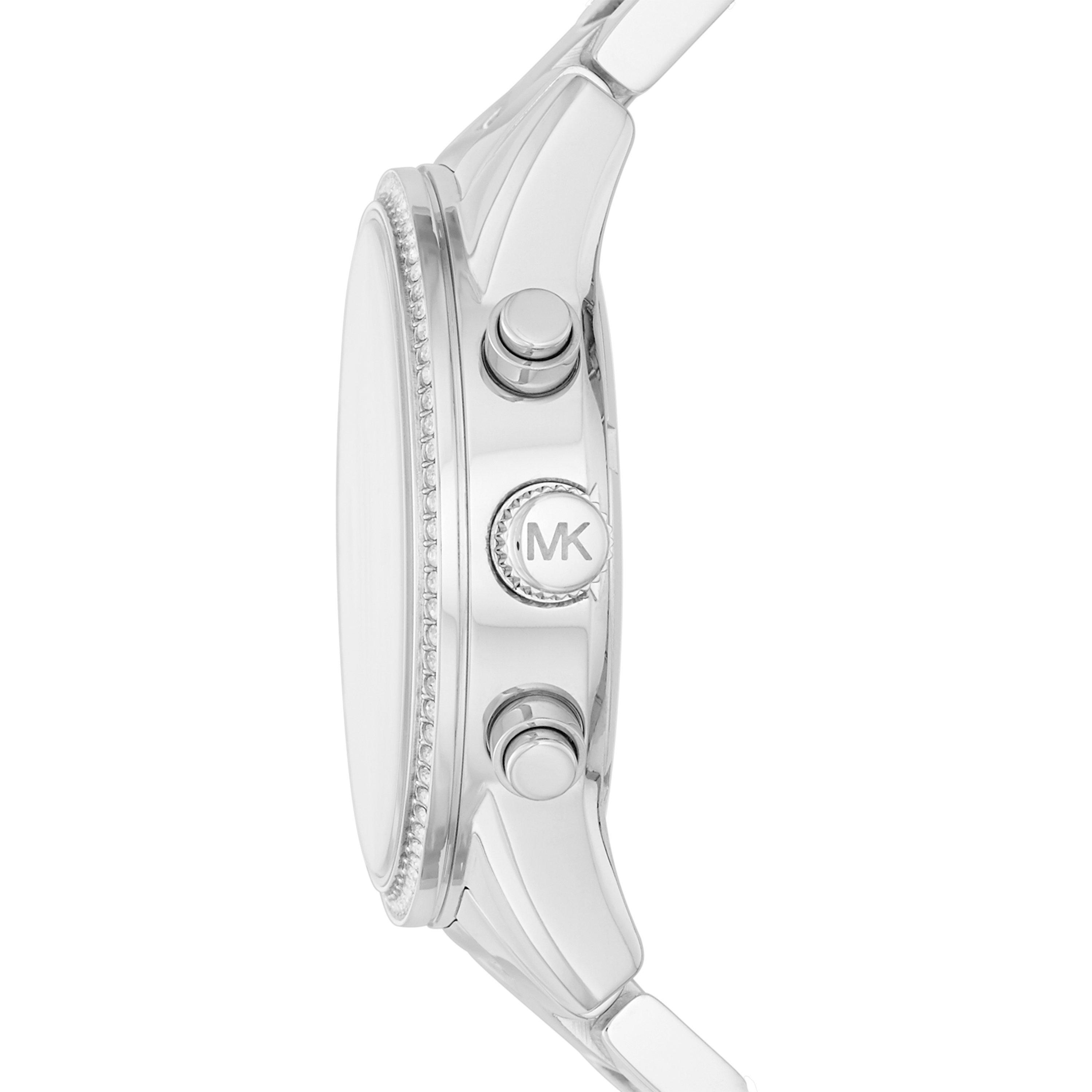 Product image 2 of 3, which shows Michael Kors Women's Bryant Crystal Date Chronograph Bracelet Strap Watch, Silver MK6428