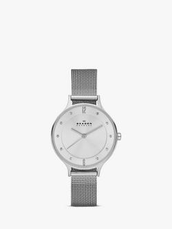 Skagen SKW2149 Women's Anita Stainless Steel Mesh Bracelet Strap Watch, Silver, Silver