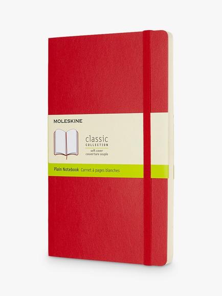 Moleskine Large Soft Cover Plain Notebook, Red