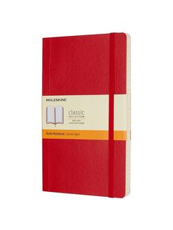 Moleskine Large Soft Cover Ruled Notebook, Red