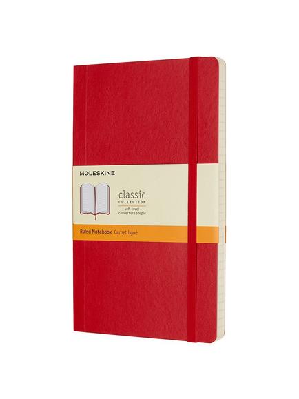 Moleskine Large Soft Cover Ruled Notebook, Red