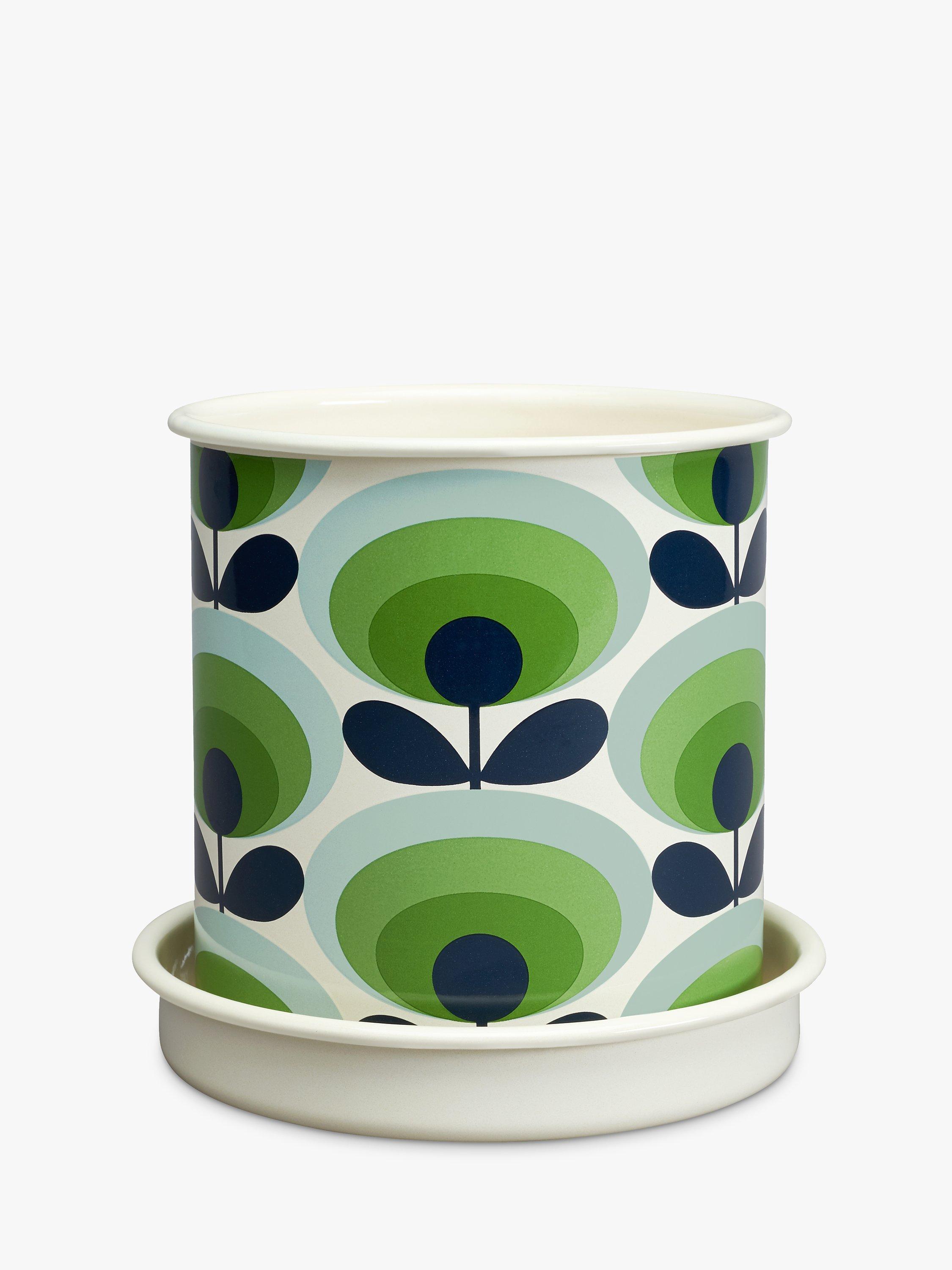 Orla Kiely 70's Flower Oval Large Plant Pot, Green