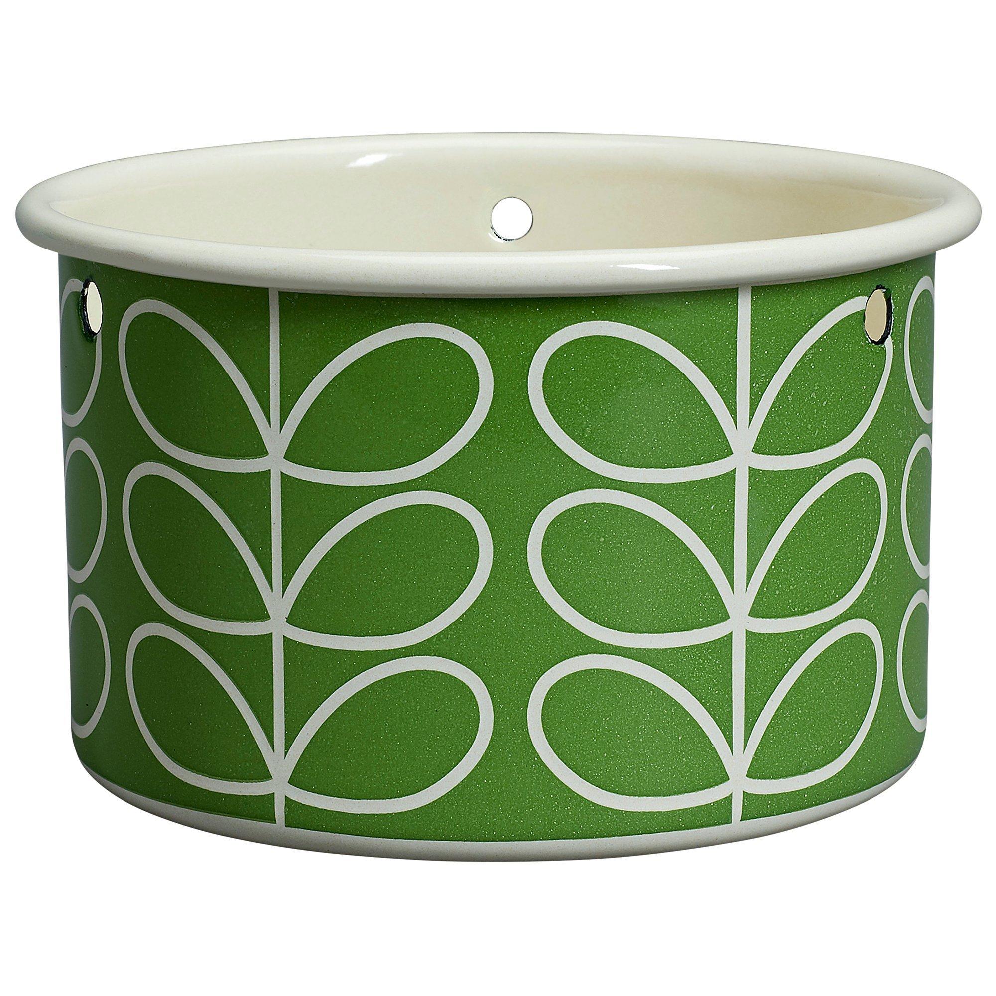 Orla Kiely Linear Stem Small Hanging Plant Pot, Green