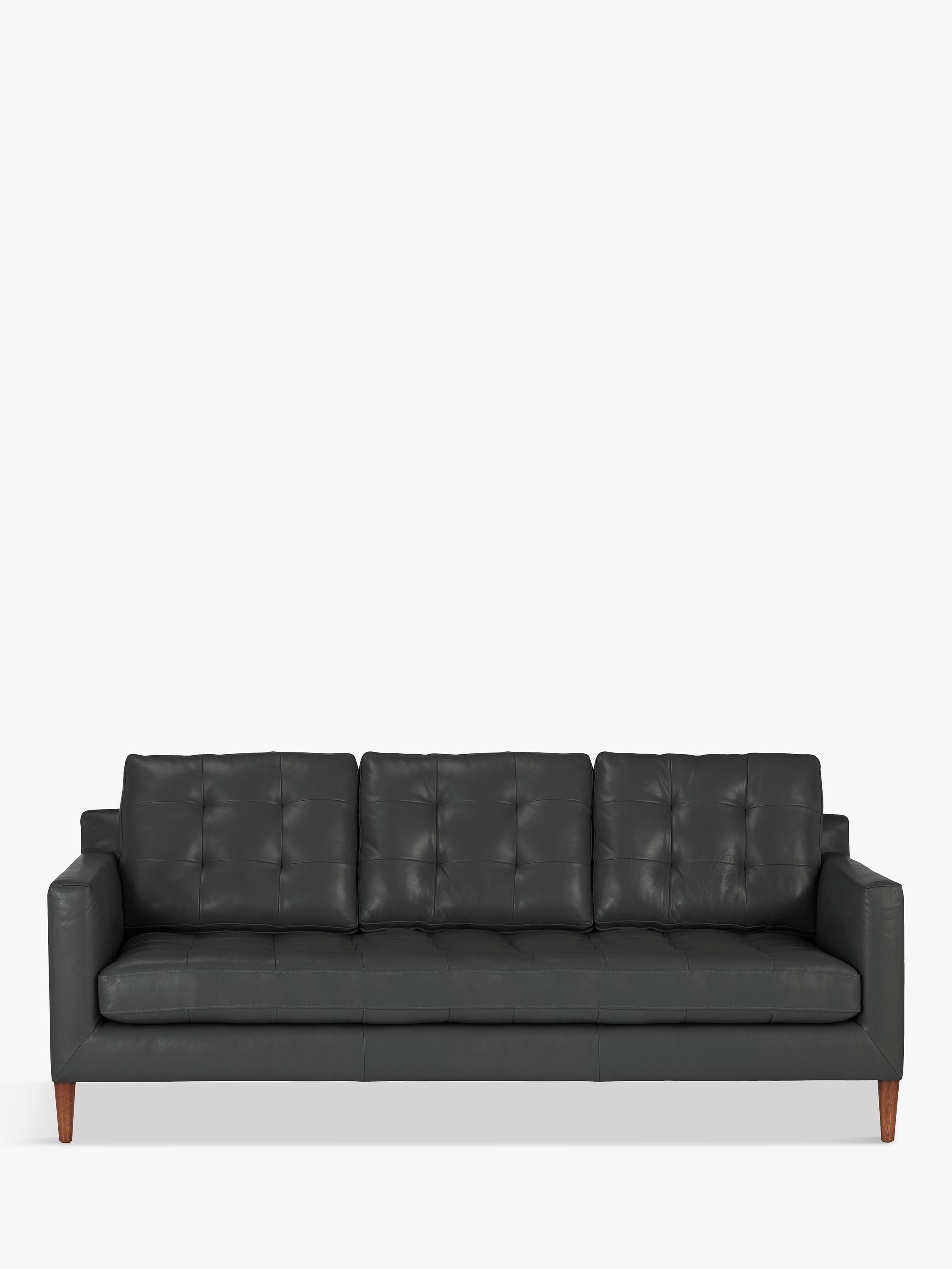 John Lewis OUTLET - Draper Large 3 Seater Leather Sofa, Dark Leg - Like New