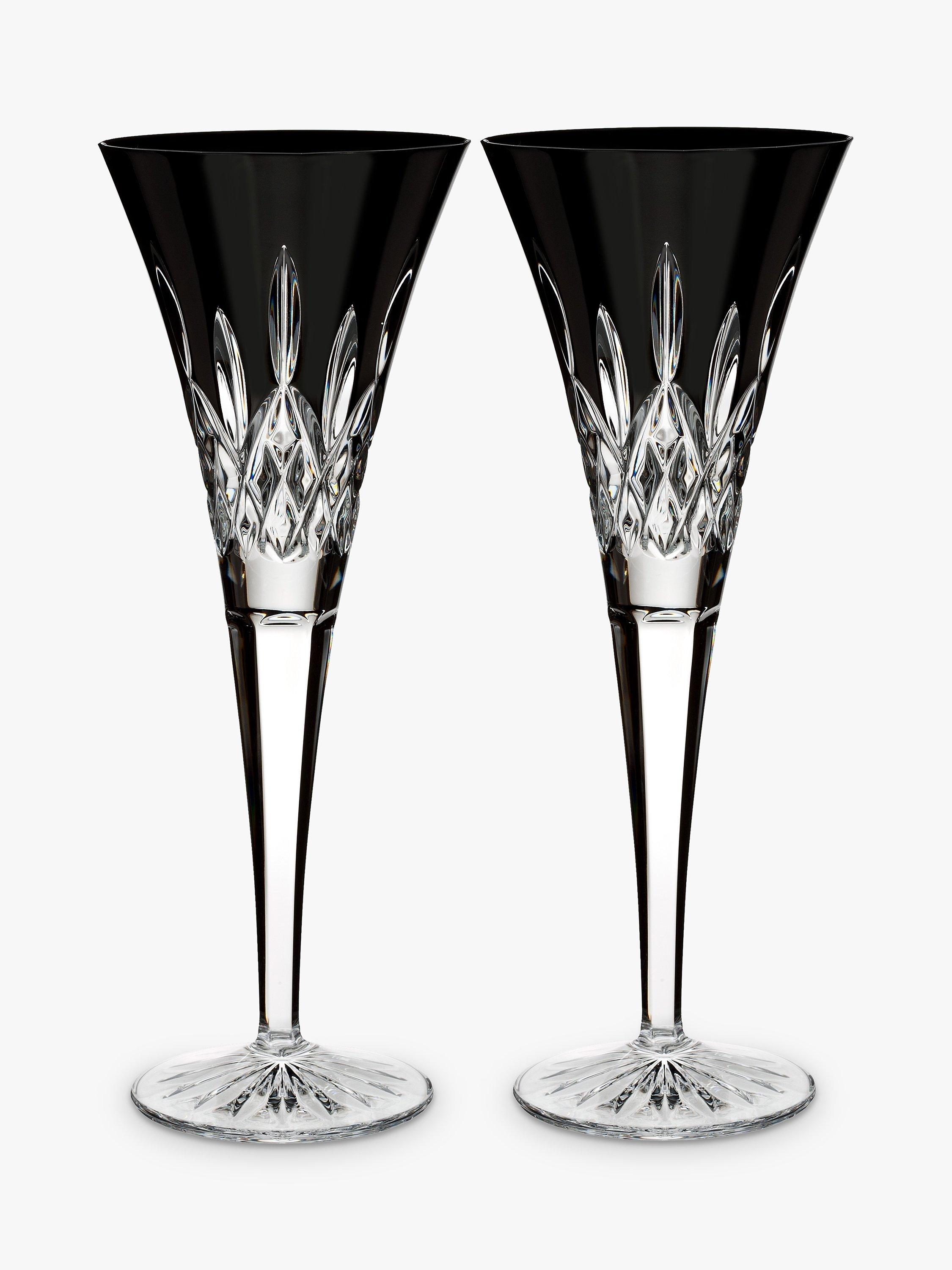 Waterford Crystal Lismore Pops Cut Glass Toasting Flute, Set of 2, 160ml, Black