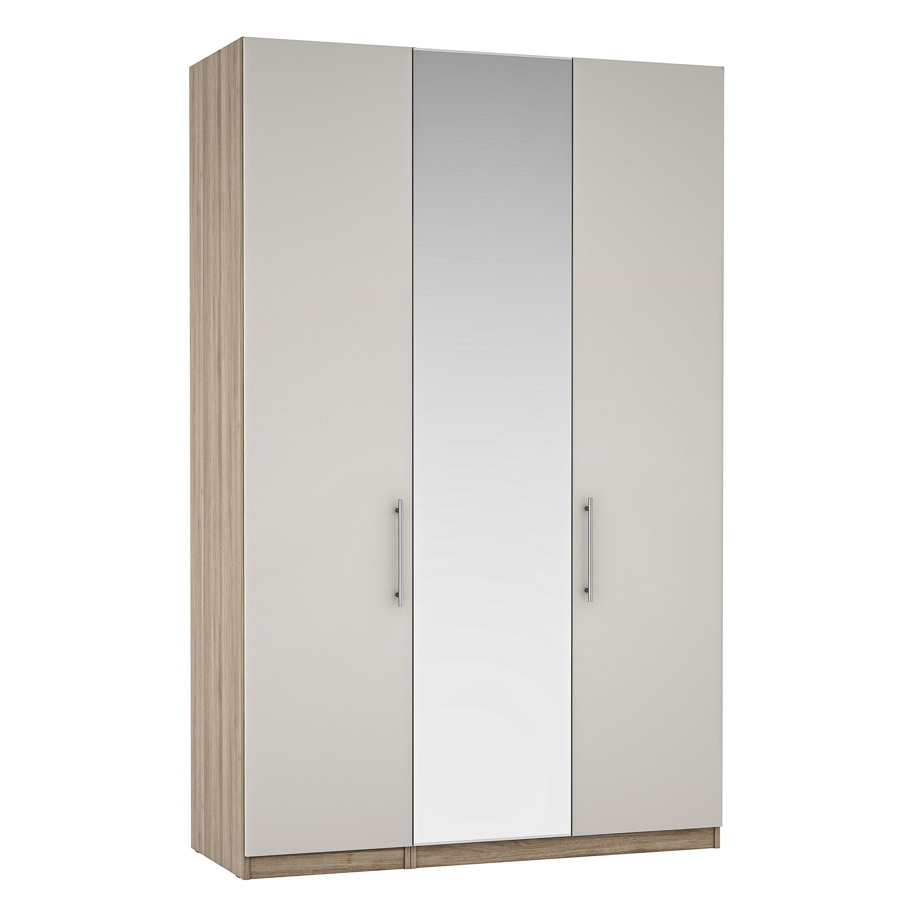 John Lewis ANYDAY Mix It Tall Triple Wardrobe, Central Mirror, T-Bar Handles, House Smoke/Grey Ash