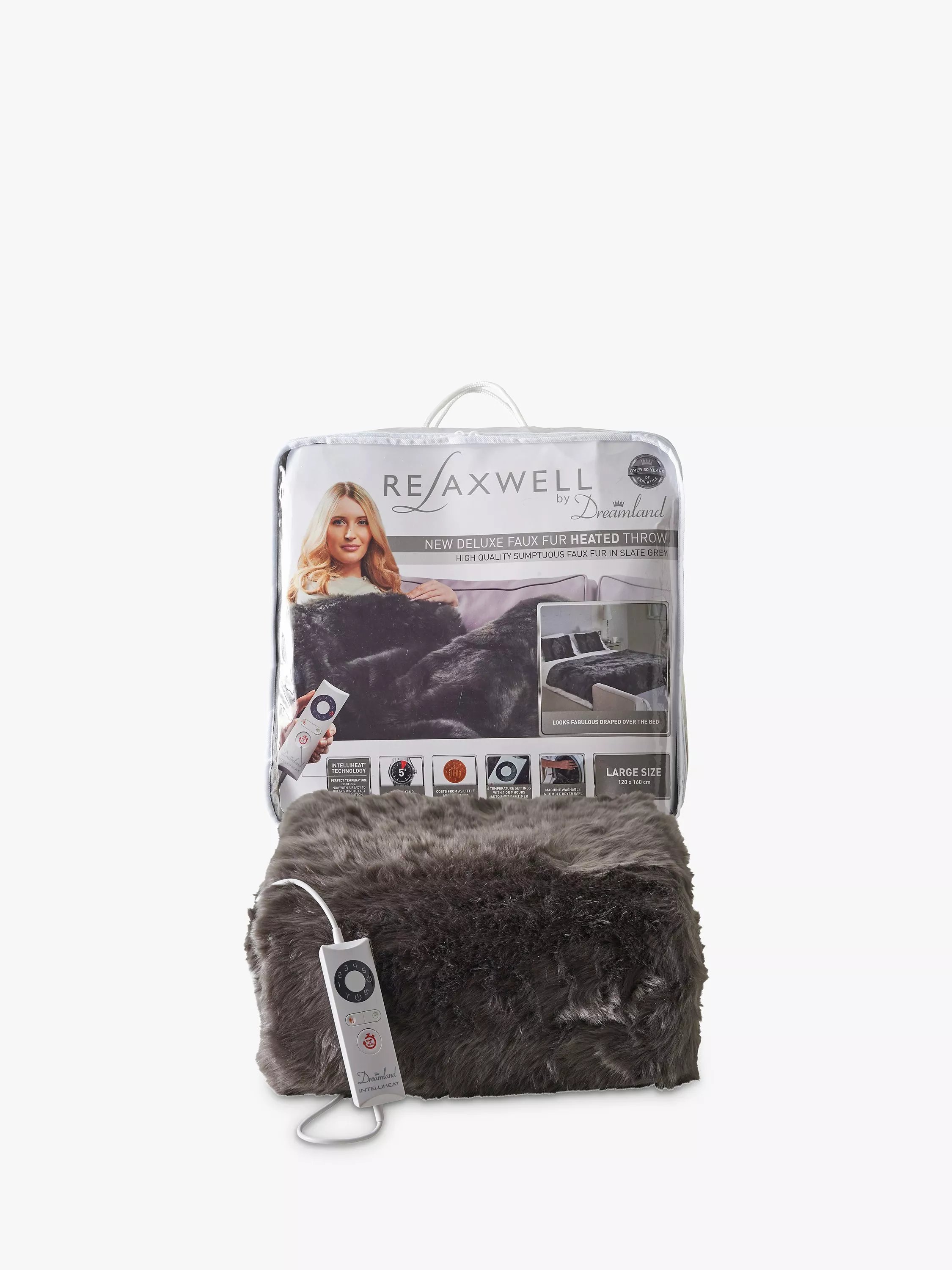 Relaxwell heated faux fur throw hotsell