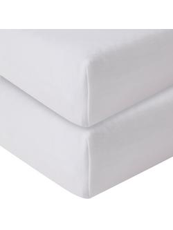 John Lewis GOTS Organic Cotton Fitted Baby Sheet, Pack of 2, White