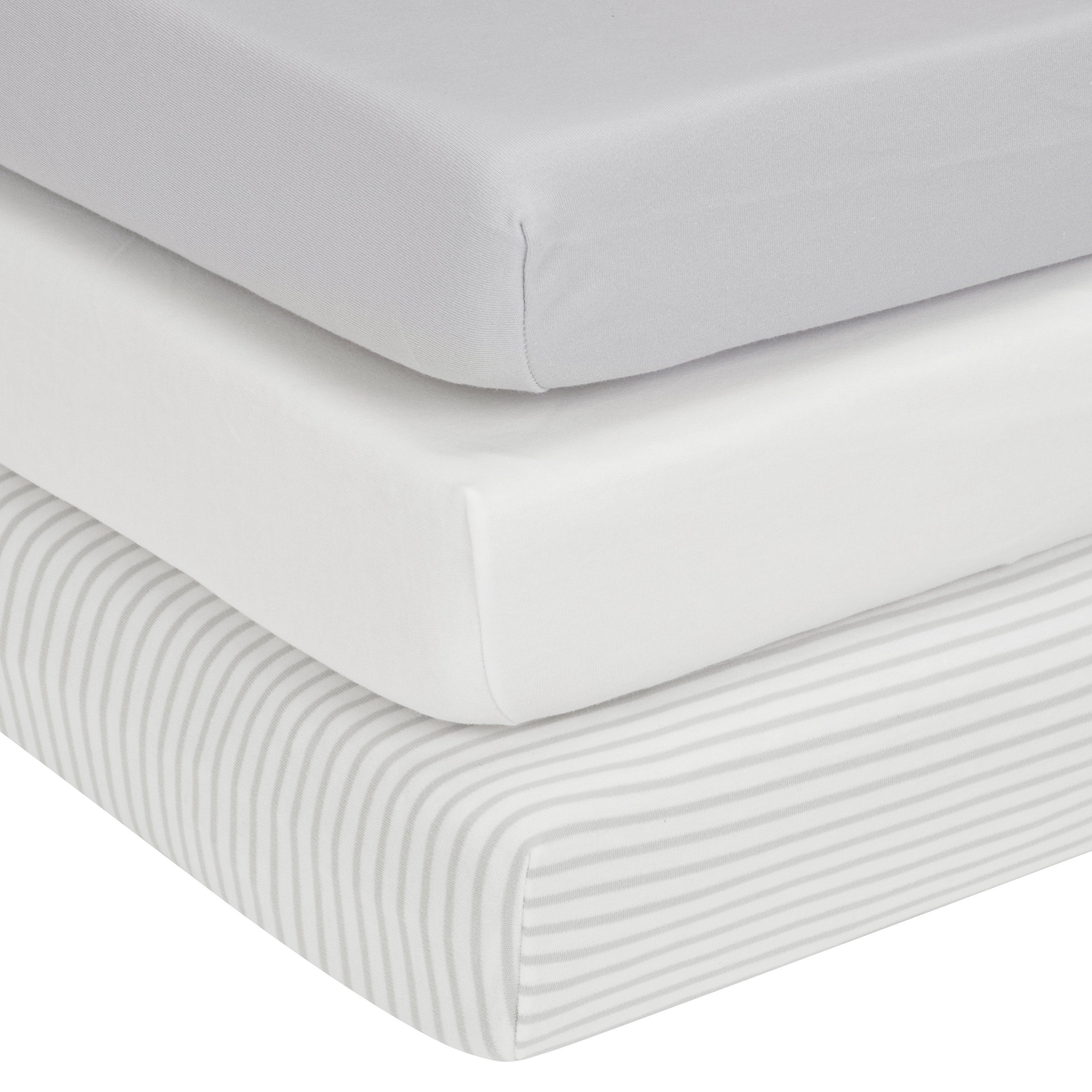 John Lewis GOTS Organic Cotton Fitted Cotbed Sheet Pack of 3 70 x 140cm