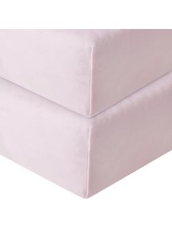 John Lewis Baby GOTS Organic Cotton Fitted Cotbed Sheet, Pack of 2, Pink