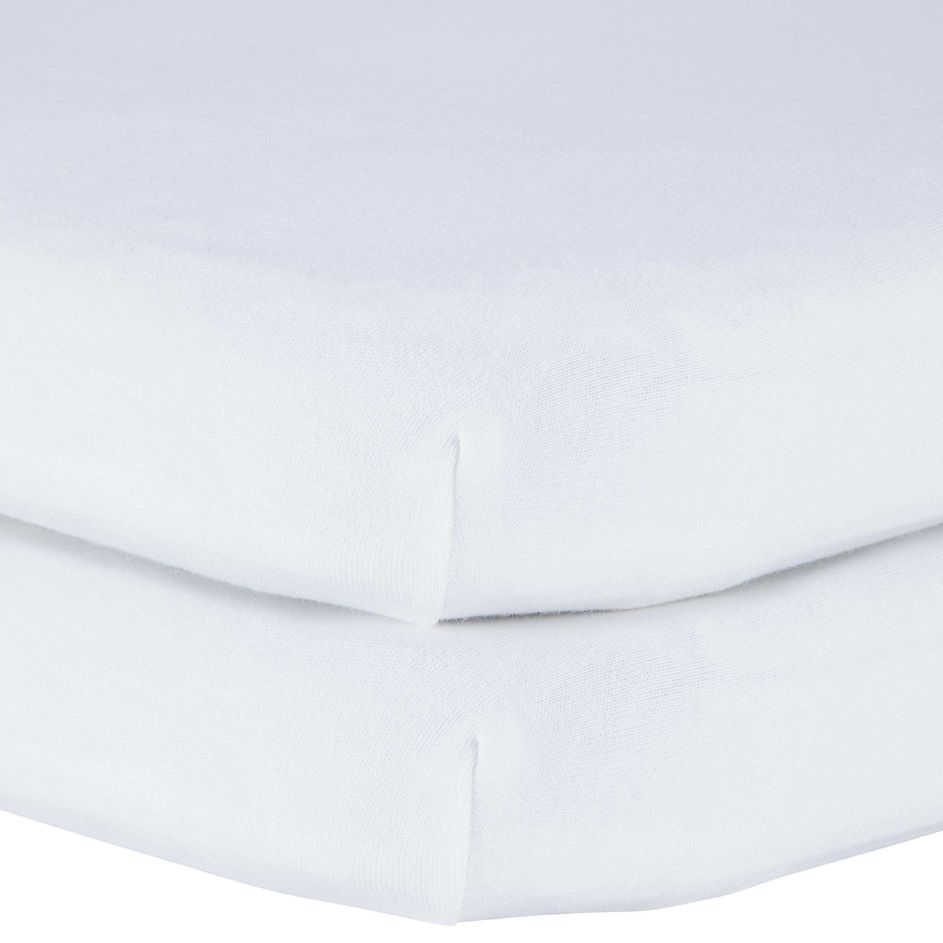 John Lewis GOTS Organic Cotton Fitted Bedside Crib Sheet Pack of 2 50 x 83cm White