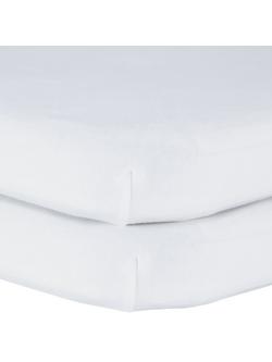 John Lewis GOTS Organic Cotton Fitted Bedside Crib Sheet, Pack of 2, 50 x 83cm, White
