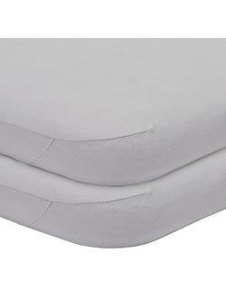 John Lewis GOTS Organic Cotton Fitted Moses Basket Sheet, Pack of 2, 33 x 76cm, Grey