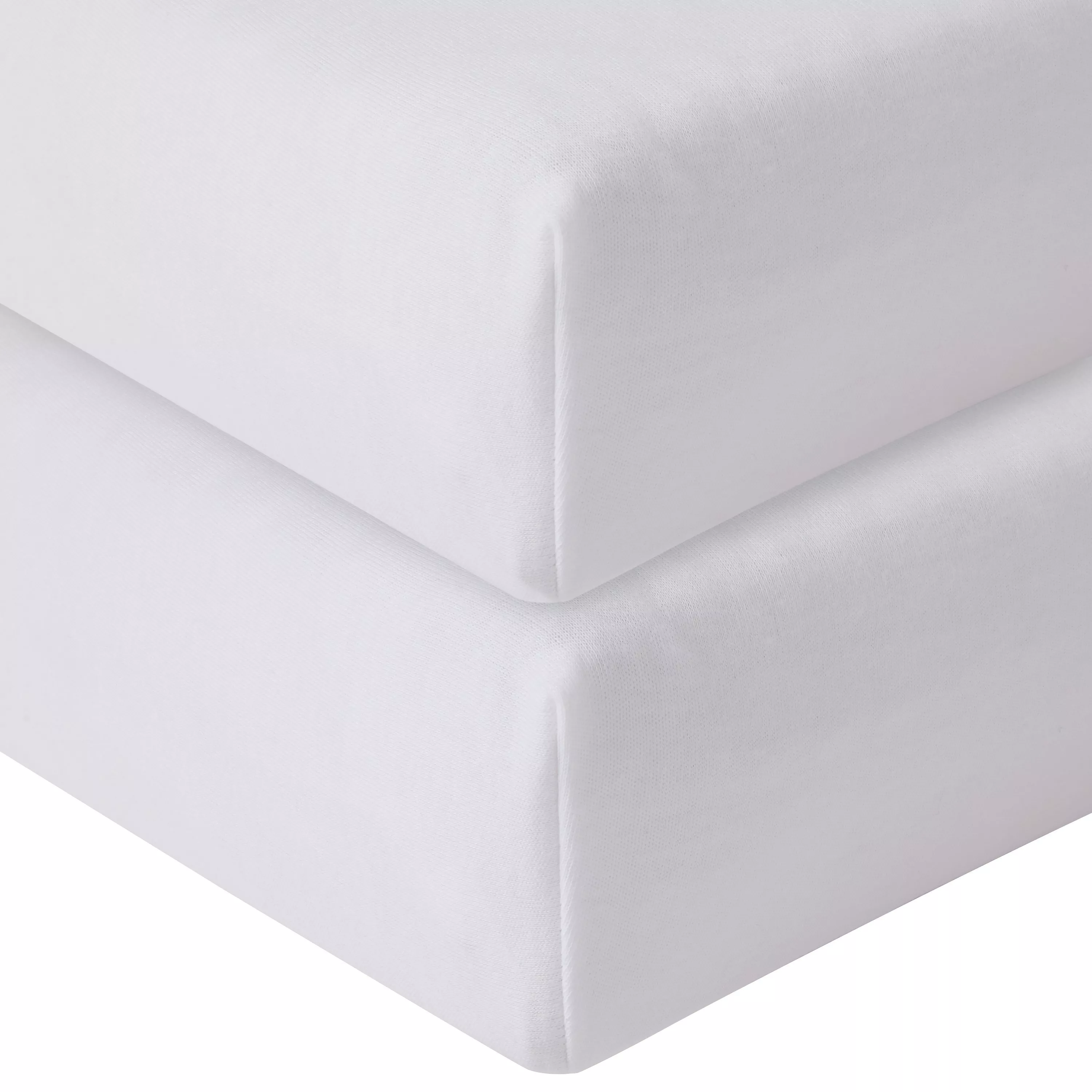 John Lewis Organic Cotton Fitted Travel Cot Sheet Pack of 2 White