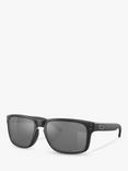 Oakley OO9102 Men's Holbrook Prizm Polarised Square Sunglasses, Matte Black/Mirror Brown