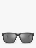 Oakley OO9102 Men's Holbrook Prizm Polarised Square Sunglasses, Matte Black/Mirror Brown