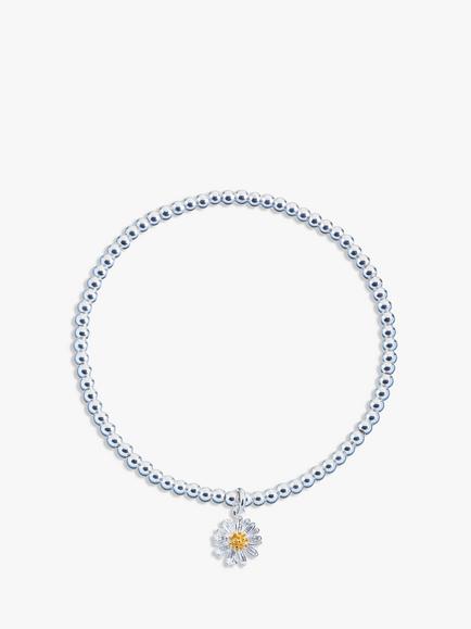Estella Bartlett Sienna Flower Charm Stretch Bracelet, Silver, Silver