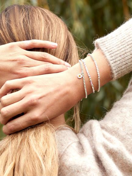Estella Bartlett Sienna Flower Charm Stretch Bracelet, Silver - view 2, Silver