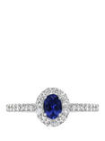E.W Adams 18ct White Gold Oval Sapphire Diamond Cluster Ring, N