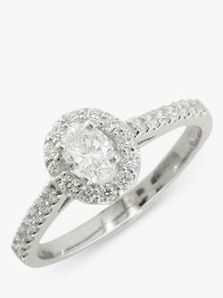 E.W Adams Platinum Oval Diamond Cluster Engagement Ring, 0.68ct, Silver