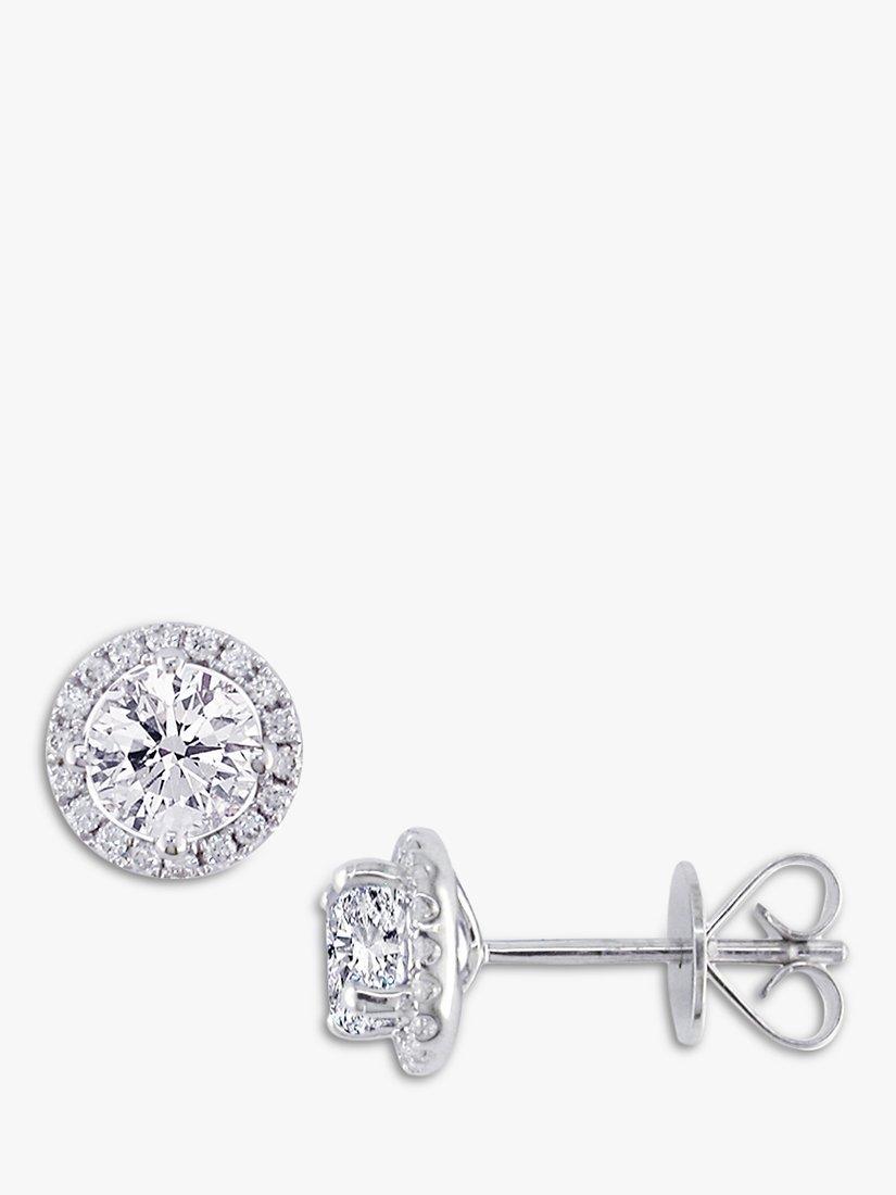 E.W Adams 18ct White Gold Diamond Cluster Stud Earrings, 0.81ct