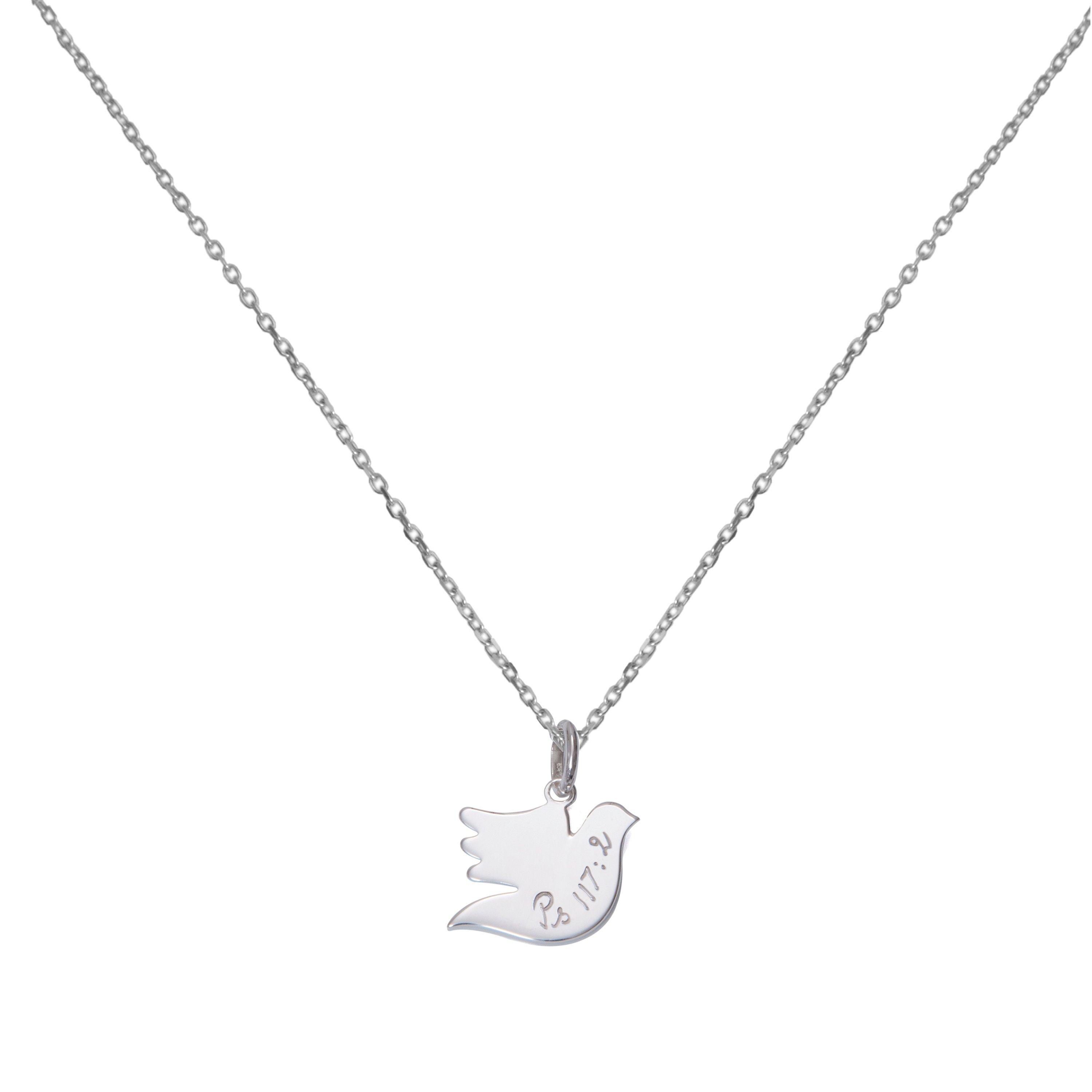 Merci Maman Personalised Dove Pendant Chain Necklace, Silver