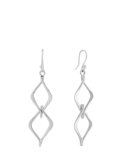 Andea Twist Rhombus Drop Earrings, Silver, 