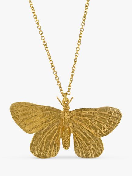 Alex Monroe Butterfly Pendant Necklace, Gold, Gold
