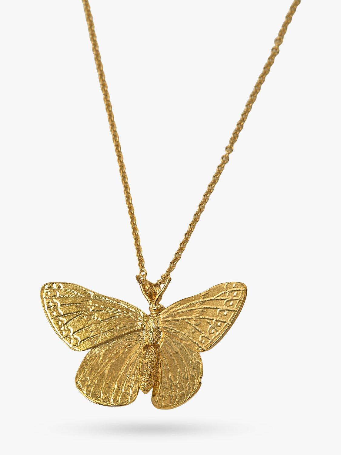 Product image 3 of 5, which shows Alex Monroe Butterfly Pendant Necklace, Gold