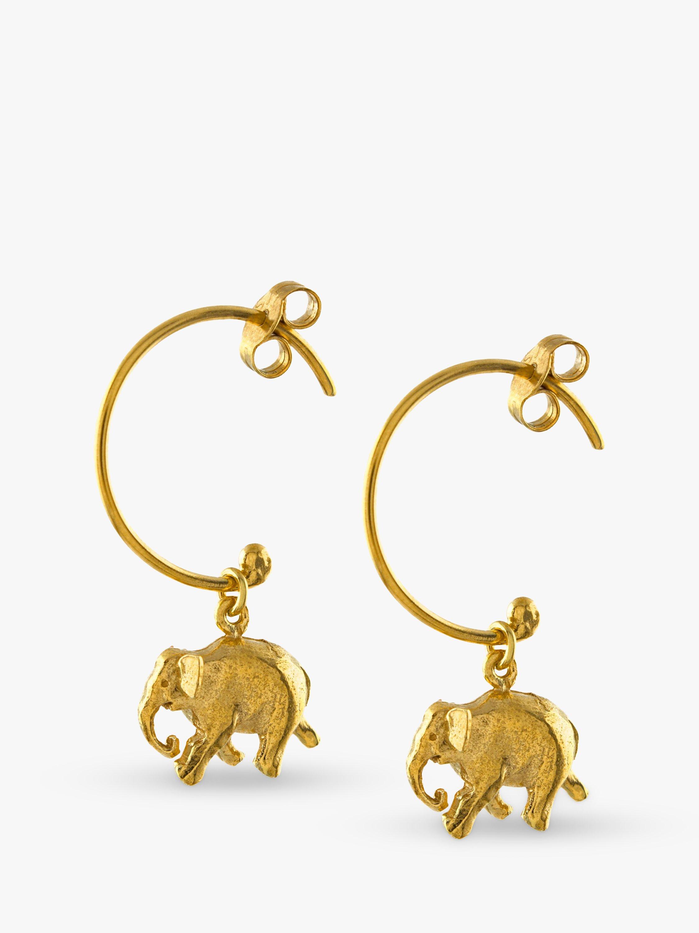 Alex Monroe Indian Elephant Hoop Earrings, Gold
