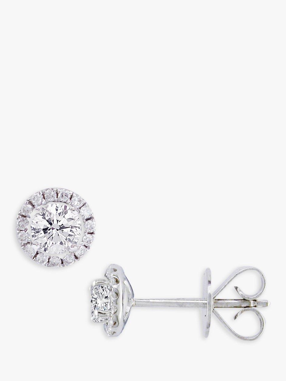 Product image 1 of 3, which shows E.W Adams 18ct White Gold Diamond Cluster Stud Earrings, 0.46ct