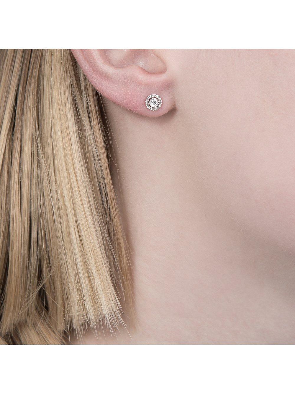 Product image 2 of 3, which shows E.W Adams 18ct White Gold Diamond Cluster Stud Earrings, 0.46ct