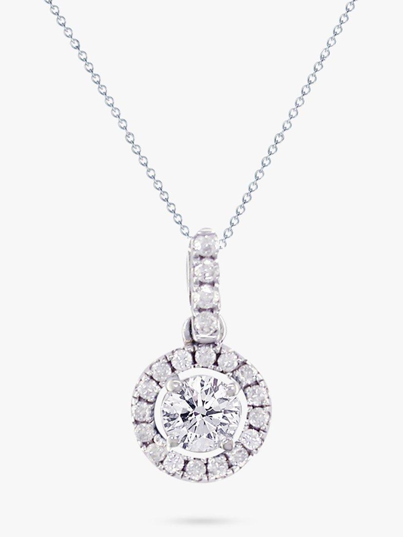 Product image 1 of 4, which shows E.W Adams 18ct White Gold Diamond Cluster Pendant Necklace, 0.65ct