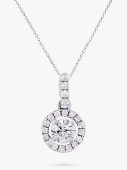E.W Adams 18ct White Gold Diamond Cluster Pendant Necklace, 0.65ct, Silver