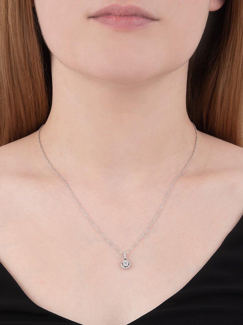 Product image 2 of 4, which shows E.W Adams 18ct White Gold Diamond Cluster Pendant Necklace, 0.65ct