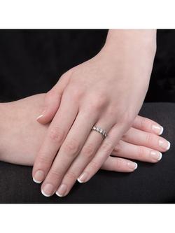 E.W Adams 18ct White Gold 1.06ct Diamond Half Eternity Ring, M - view 2, Silver