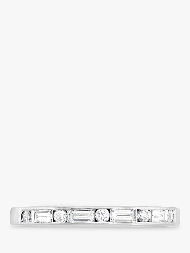 Product image 1 of 3, which shows E.W Adams 18ct White Gold Baguette and Brilliant Cut 0.32ct Diamond Half Eternity Ring, N