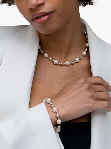 Dower & Hall Sterling Silver Pearlicious Pearl Nugget Bracelet - view 2, Silver/White