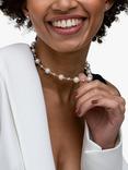 Dower & Hall Freshwater Pearl Nugget Collar Necklace, Silver/White