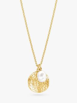 Dower & Hall Pearlicious Disc and Pearl Pendant Necklace, Gold