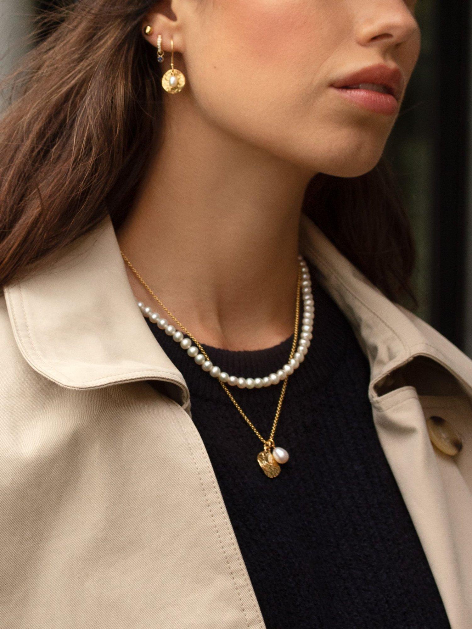 Dower & Hall Pearlicious Disc and Pearl Pendant Necklace, Gold