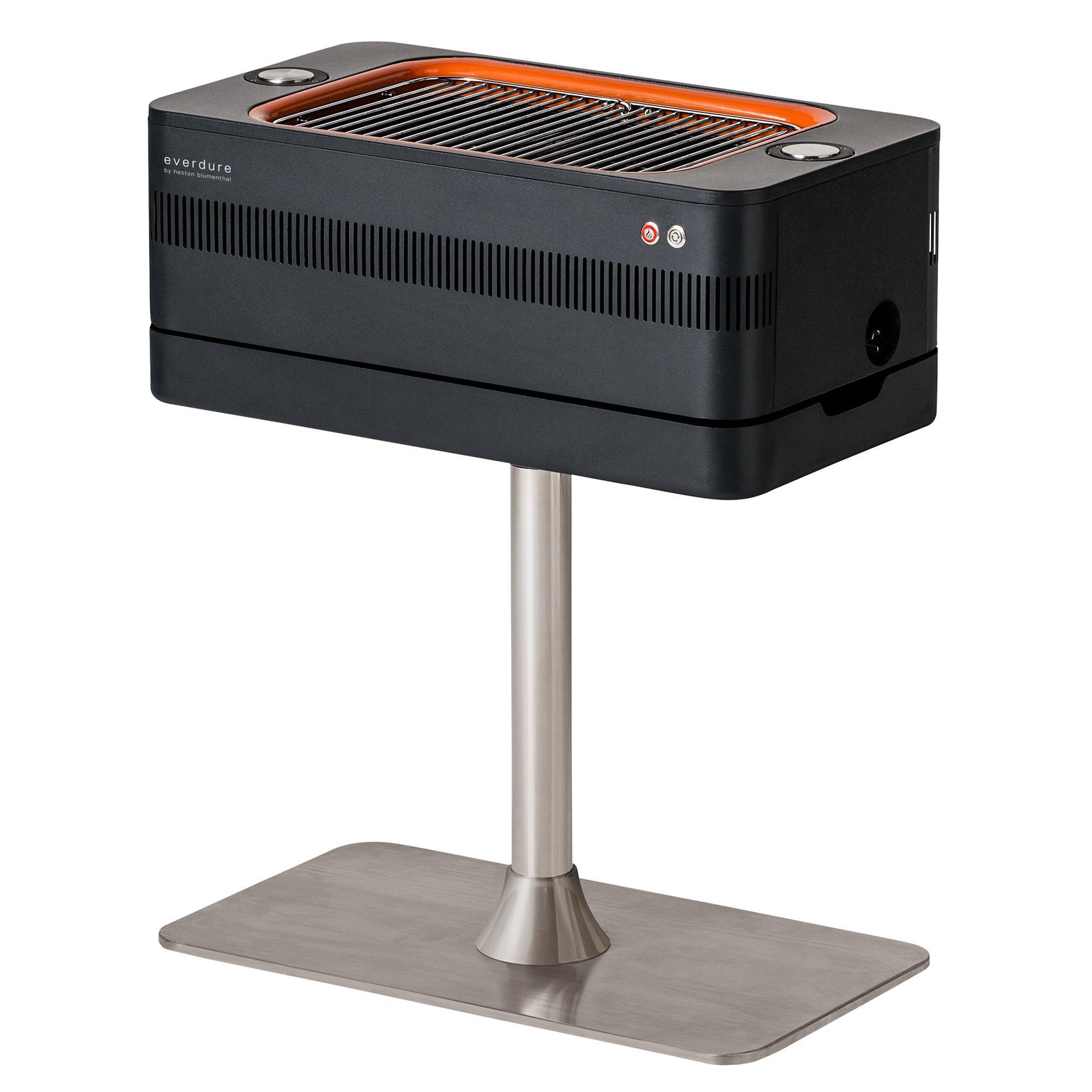 Everdure By Heston Blumenthal FUSION Electric Ignition Charcoal BBQ with Pedestal & Cover, Graphite