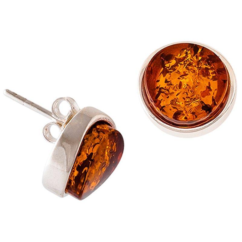 Product image 2 of 2, which shows Be-Jewelled Amber Round Stud Earrings, Cognac