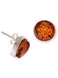 Be-Jewelled Amber Round Stud Earrings, Cognac