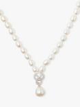 Lido Freshwater Rice Pearl Knot Swirl Drop Collar Necklace, White