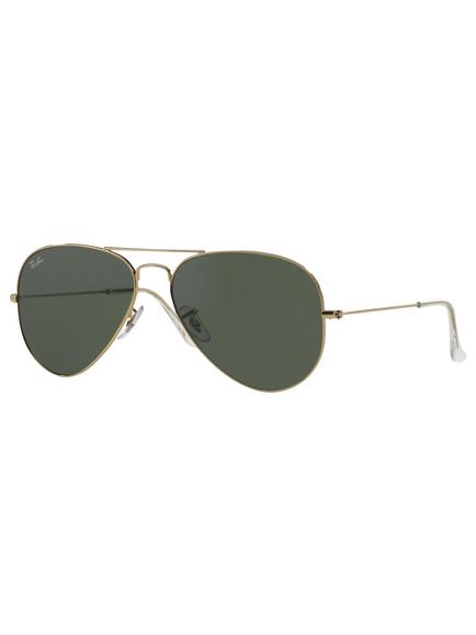 Ray-Ban RB3025 Unisex Aviator Sunglasses, Gold/Dark Green