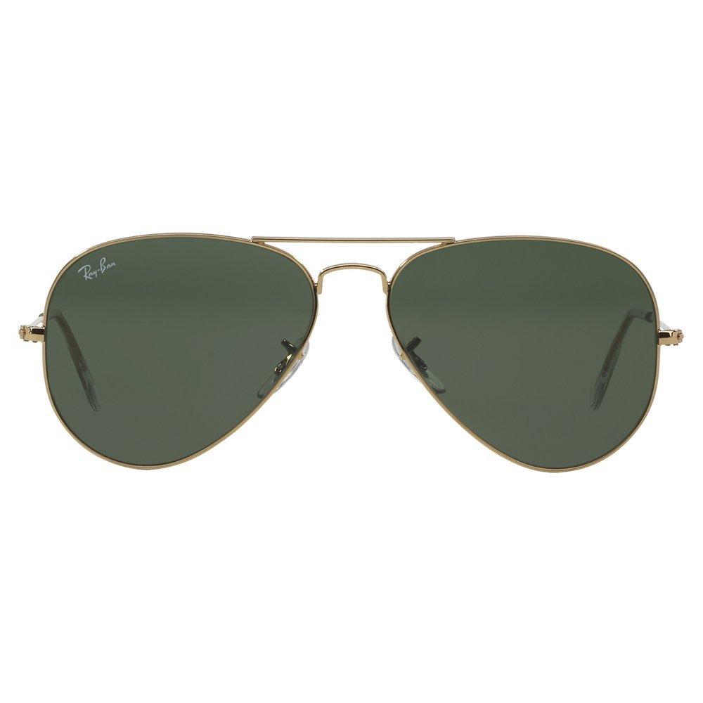 Product image 3 of 10, which shows Ray-Ban RB3025 Unisex Aviator Sunglasses, Gold/Dark Green