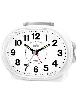 Acctim Lila Non-Ticking Sweep Analogue Alarm Clock, White, White