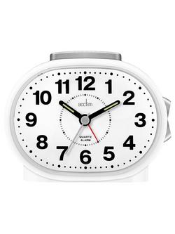 Acctim Lila Non-Ticking Sweep Analogue Alarm Clock, White - view 2, White